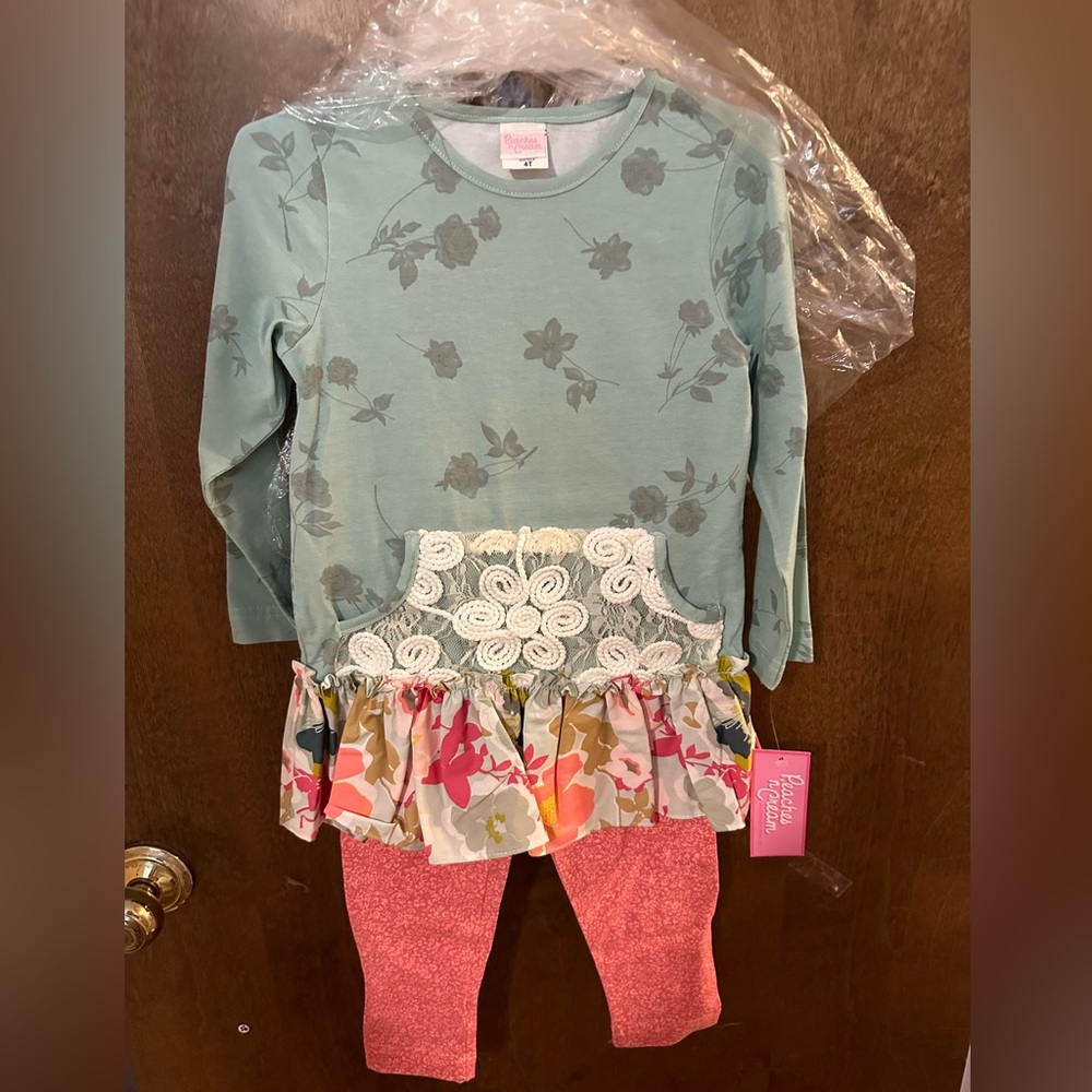 Peaches N Cream fall tunic and pant set 2T, 3T, 4T